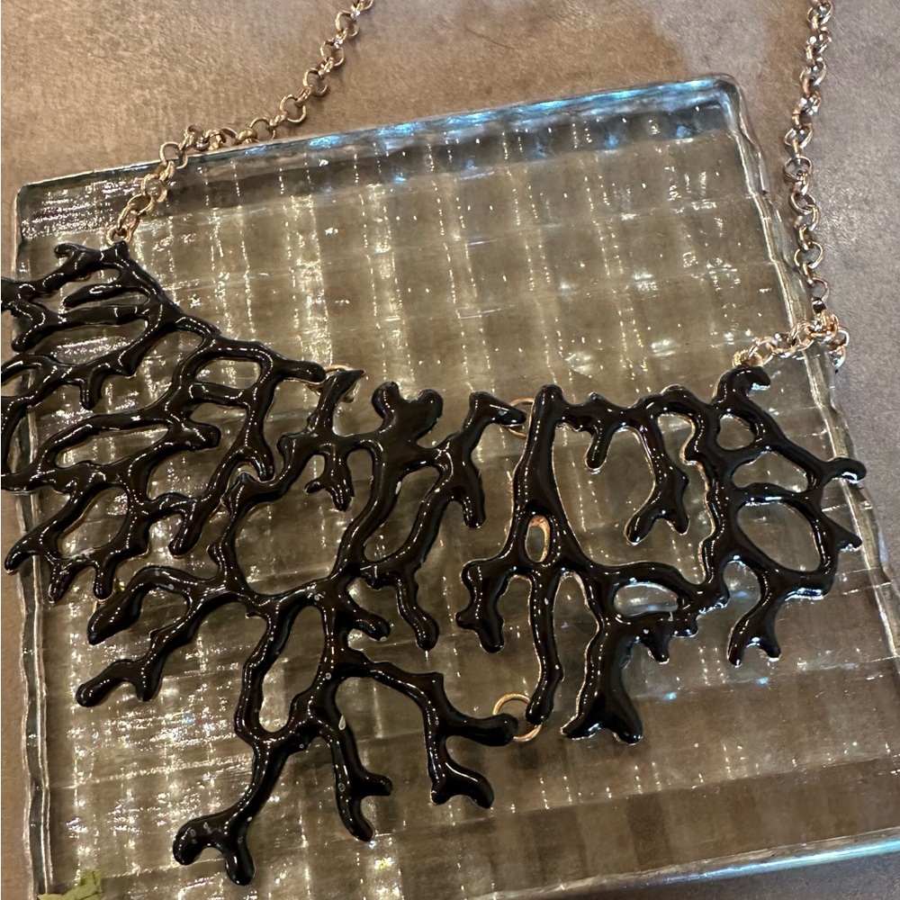 Fun Faux Black Coral Bib Necklace